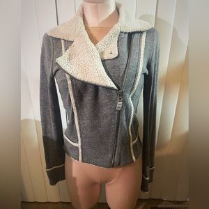 Grey Fur Trimmed Jacket